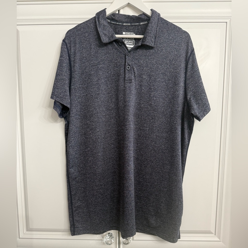 Mountain Warehouse Men’s Size Large Navy Polo Shirt ISOCOOL Breathable Quick Dry